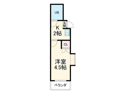 シーサイドテラス(1K/1階)の間取り写真