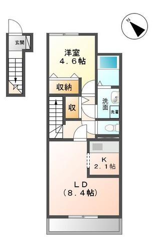 T-FLAT A(1LDK/2階)の間取り写真