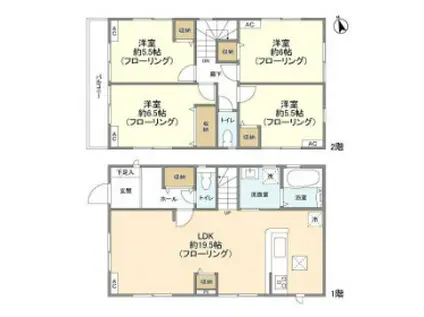 つくばエクスプレス 流山セントラルパーク駅 徒歩17分 2階建 築4年(4LDK)の間取り写真