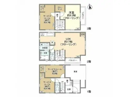 京浜急行電鉄本線 京急富岡駅 徒歩12分 3階建 築4年(1SLDK)の間取り写真