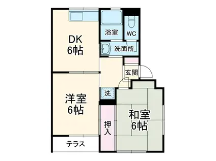 ベストパピヨン(2DK/3階)の間取り写真