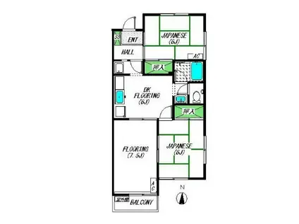 三喜ビレッジ(3DK/2階)の間取り写真