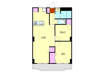 足柄第一ビル(2LDK/3階)の間取り写真