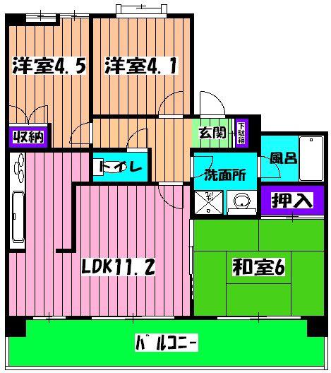 インシュランスビルディングⅨ船橋(3LDK/10階)の間取り写真