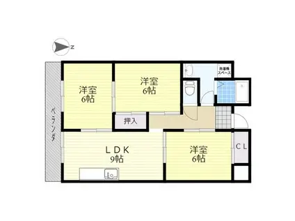 渡清ハイツ(3LDK/2階)の間取り写真