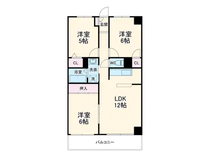 プレエステート長田(3LDK/3階)の間取り写真