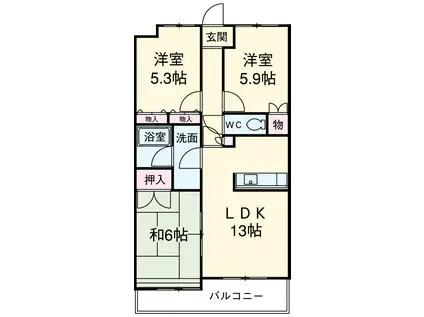 サンコート21ANJO(3LDK/3階)の間取り写真