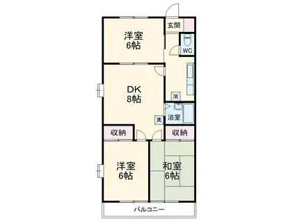 ハイツヨネクラ(3DK/2階)の間取り写真