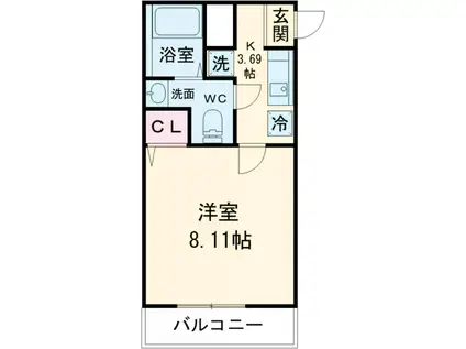 GRADUS中央林間(1K/2階)の間取り写真