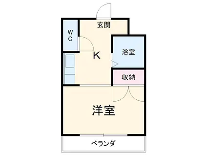 寿マンション琴塚(ワンルーム/1階)の間取り写真