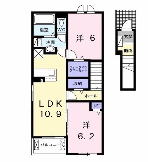 アルカディアⅡ(2LDK/2階)の間取り写真