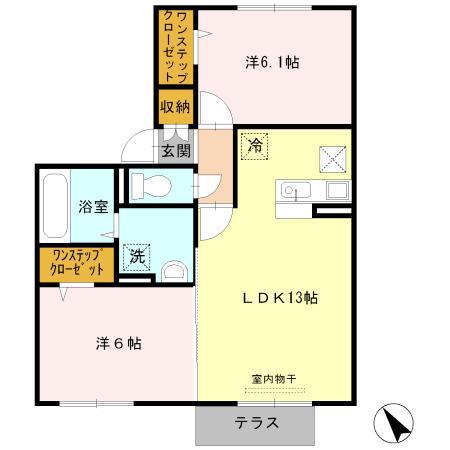 サンライズ(2LDK/1階)の間取り写真