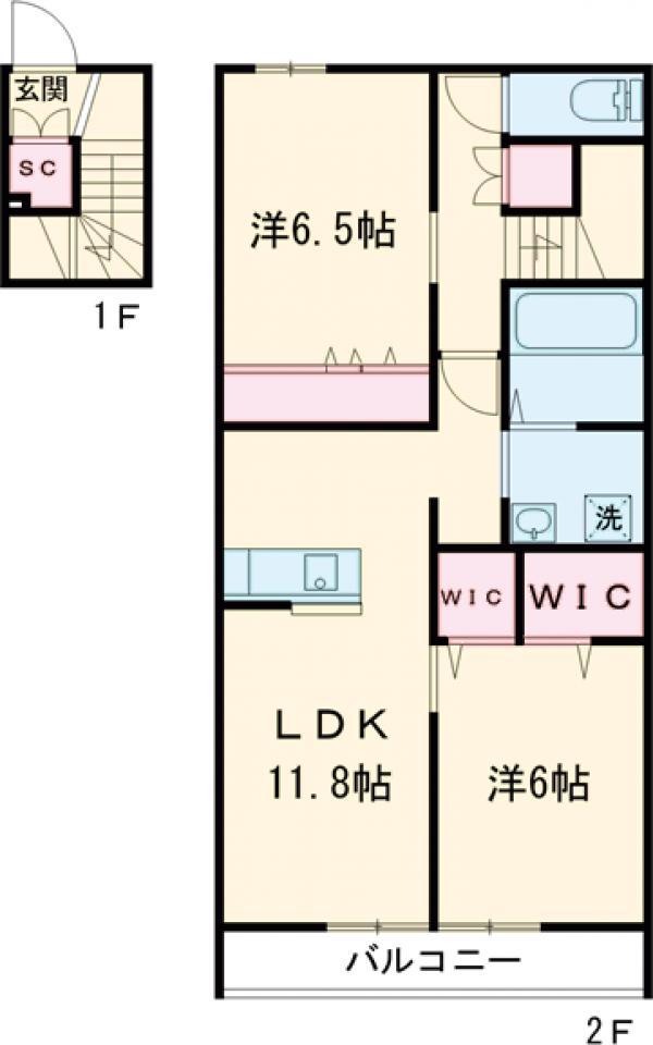 グリシーナ前橋(2LDK/2階)の間取り写真