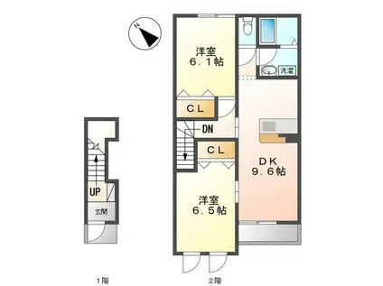 サンステージ志歩(2DK/2階)の間取り写真