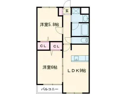 アンヴィラージュⅠ(2LDK/3階)の間取り写真