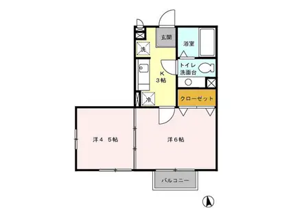 ルミナスハイムⅠ・Ⅱ(2K/2階)の間取り写真