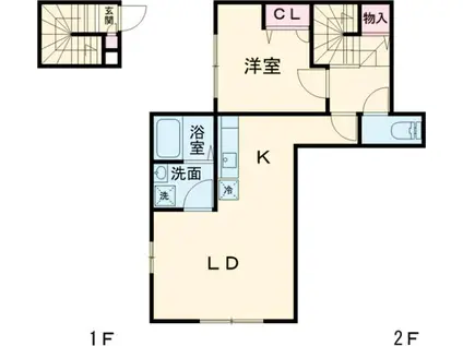 カモナジョイナス(1LDK/2階)の間取り写真
