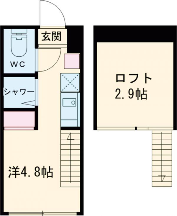 ハーモニーテラス高円寺南Ⅳ(ワンルーム/2階)の間取り写真