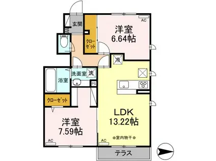 セレーノ(2LDK/1階)の間取り写真