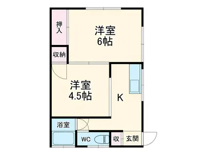 松本アパート(2K/1階)の間取り写真