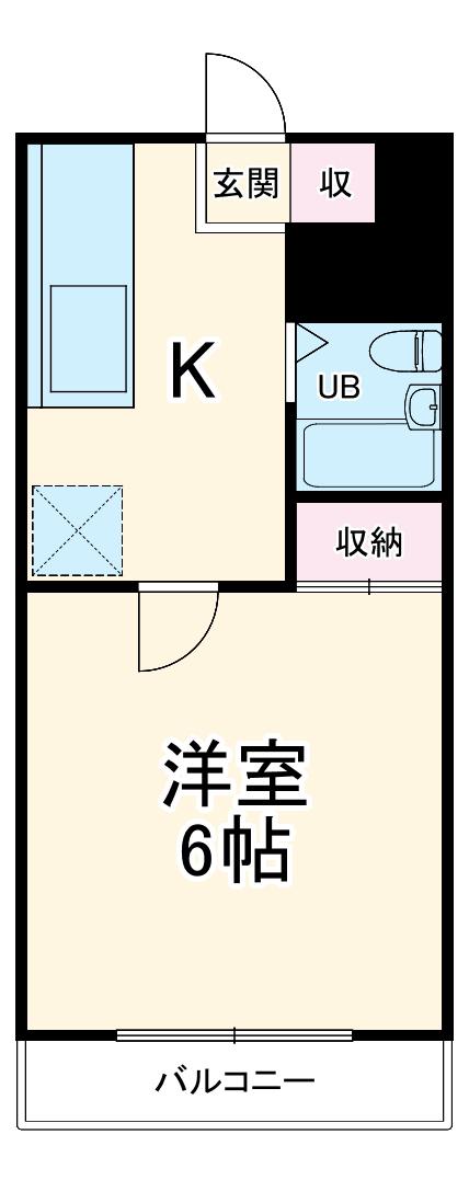 シルキー吉美A(1K/4階)の間取り写真