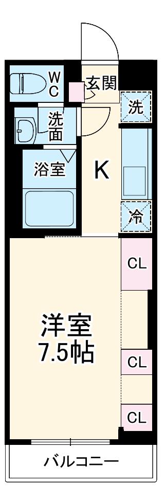リブリ・FEEL-M湘南7(1K/3階)の間取り写真