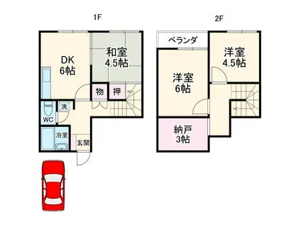 メゾネット領家南(3SDK/1階)の間取り写真
