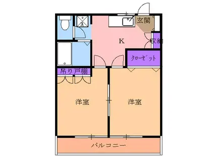 KNシャンボール(2K/2階)の間取り写真