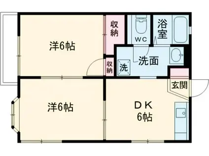 ニューハイツイザワ(2DK/1階)の間取り写真