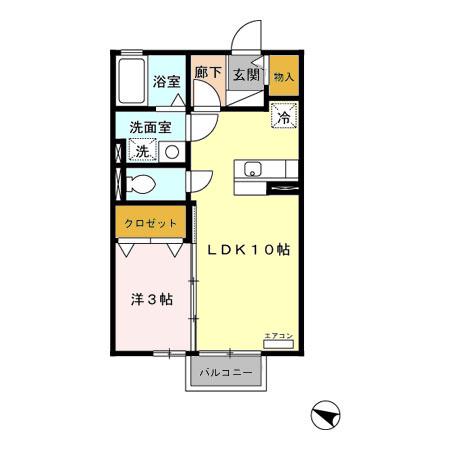 アネックスMITOⅢ(1LDK/2階)の間取り写真