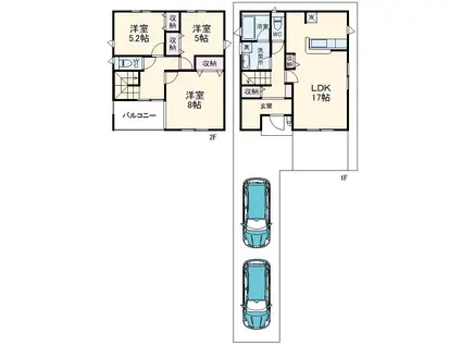 東武鉄道野田線 岩槻駅 徒歩27分 2階建 築4年(3LDK)の間取り写真