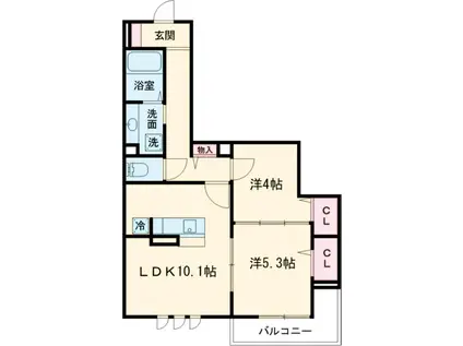 アヴァンス北烏山(2LDK/2階)の間取り写真