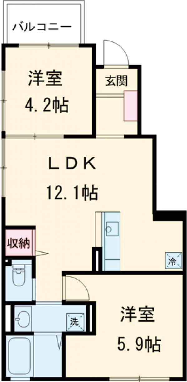 メゾンシャルモント(2LDK/1階)の間取り写真