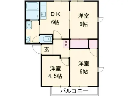 フレグランスあきやまA(3DK/1階)の間取り写真