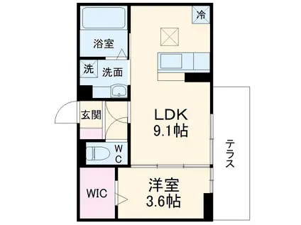 トレンタ 氷室(1LDK/3階)の間取り写真