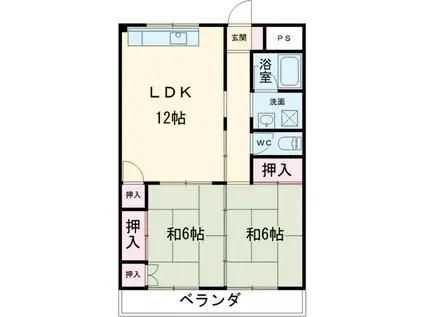 スカイ富士(2LDK/4階)の間取り写真