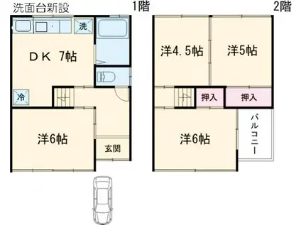 京阪電気鉄道京阪線 淀駅 徒歩31分 2階建 築40年(4DK)の間取り写真