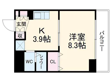 アソルティ関内大通公園(1DK/8階)の間取り写真