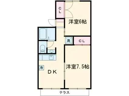 シャルム山王(2DK/1階)の間取り写真