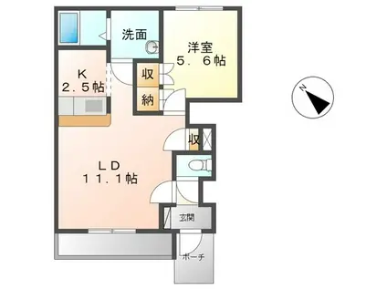 LA MOANA(1LDK/1階)の間取り写真
