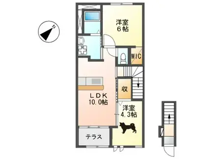 PRECIOUS ONE(2LDK/2階)の間取り写真