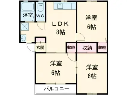 ホリデイハイツ(3DK/1階)の間取り写真