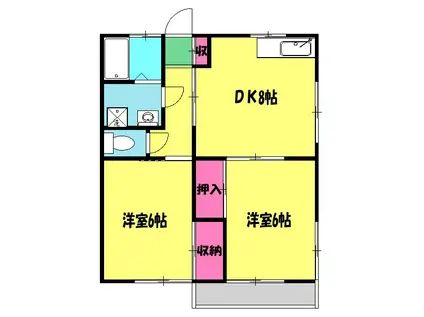 ハピネス峰(2DK/2階)の間取り写真