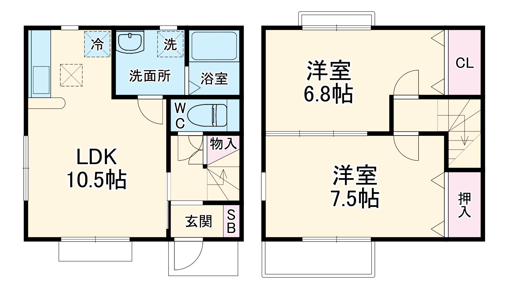 RIVERTE K(2LDK/1階)の間取り写真