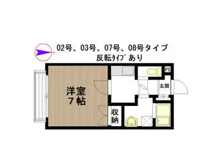 コーポホリワ(1K/2階)の間取り写真