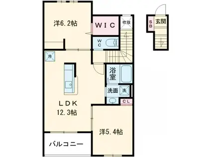 SWEET DREAMS Ⅰ(2LDK/2階)の間取り写真