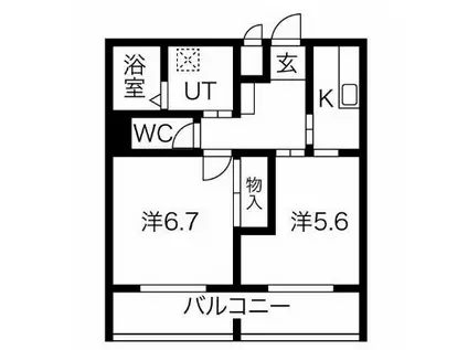 メゾンドール永塚(2K/2階)の間取り写真