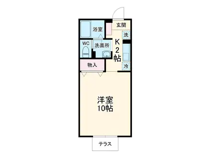 HOM・1(1K/2階)の間取り写真