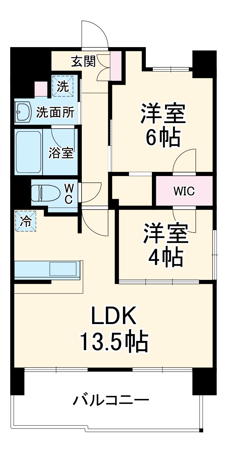 FUJIMAN南森町(2SLDK/4階)の間取り写真