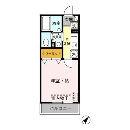 Kレセンテ(1K/2階)の間取り写真